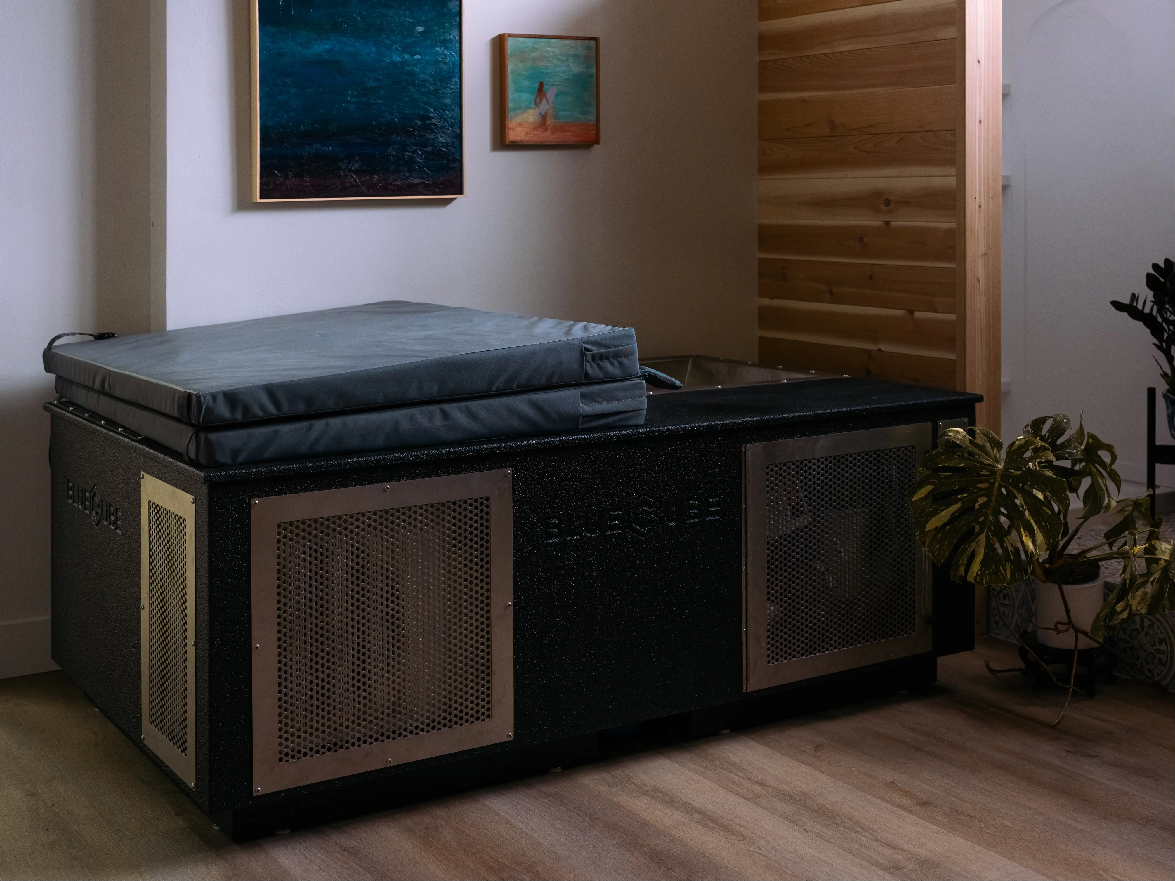 The BlueCube cold plunge in the Recovery Room